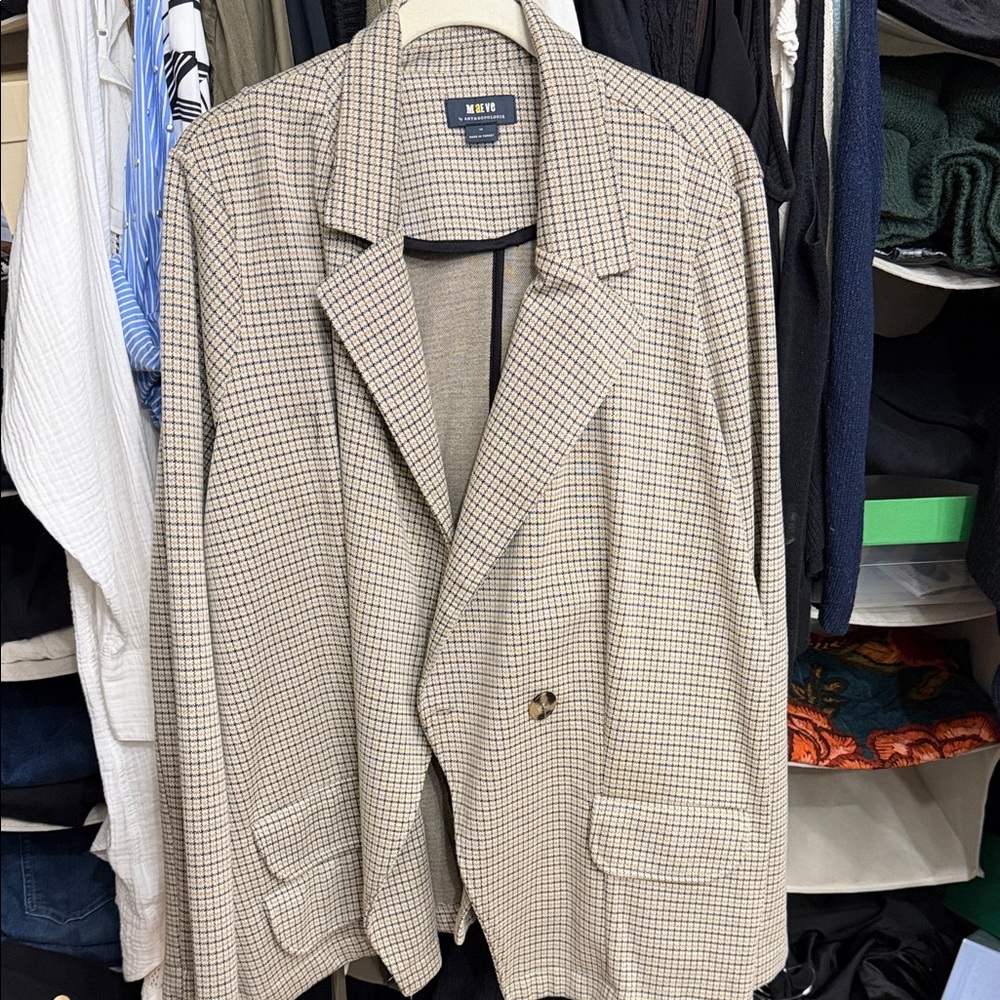 Anthropologie Maeve Houndstooth Blazer